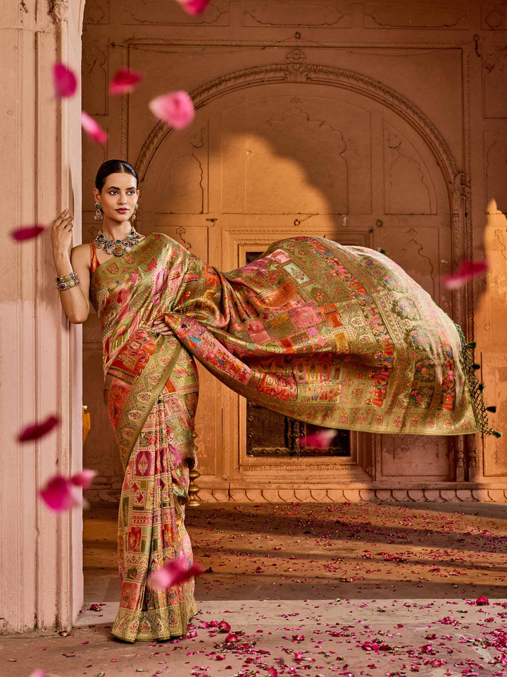 Mehndi Dola Silk Woven Saree