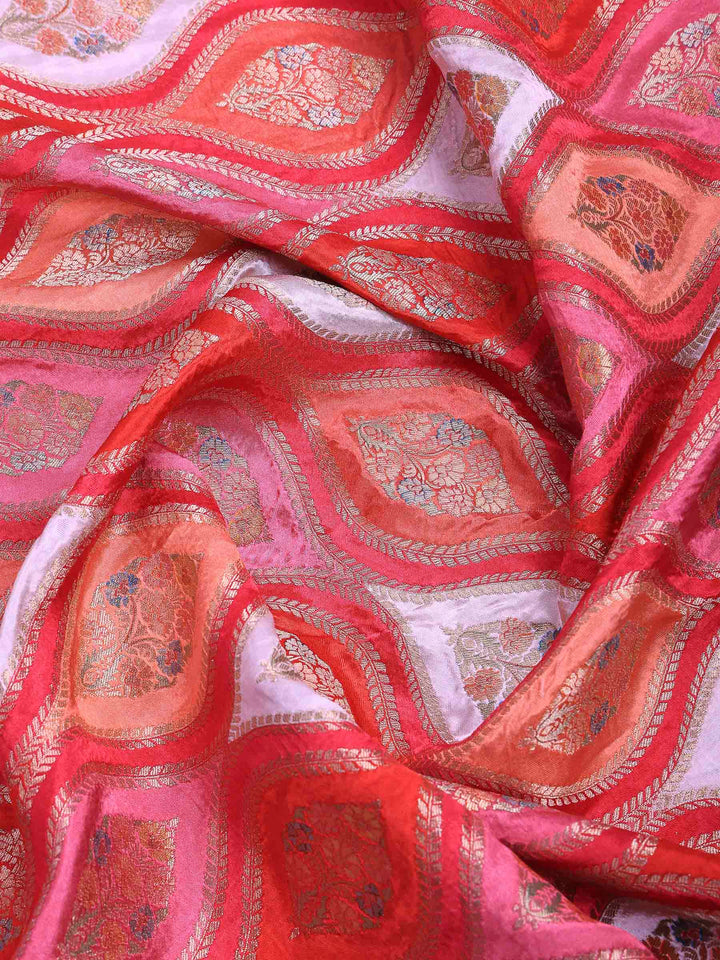 Hot Pink Satin Woven Saree