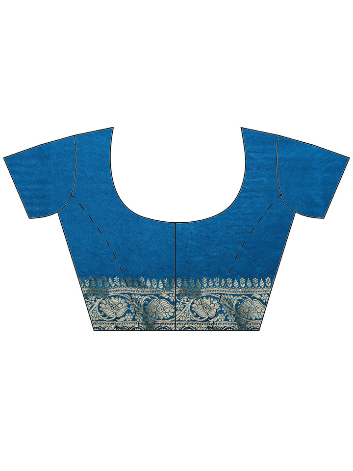 Lake Blue Satin Woven Saree