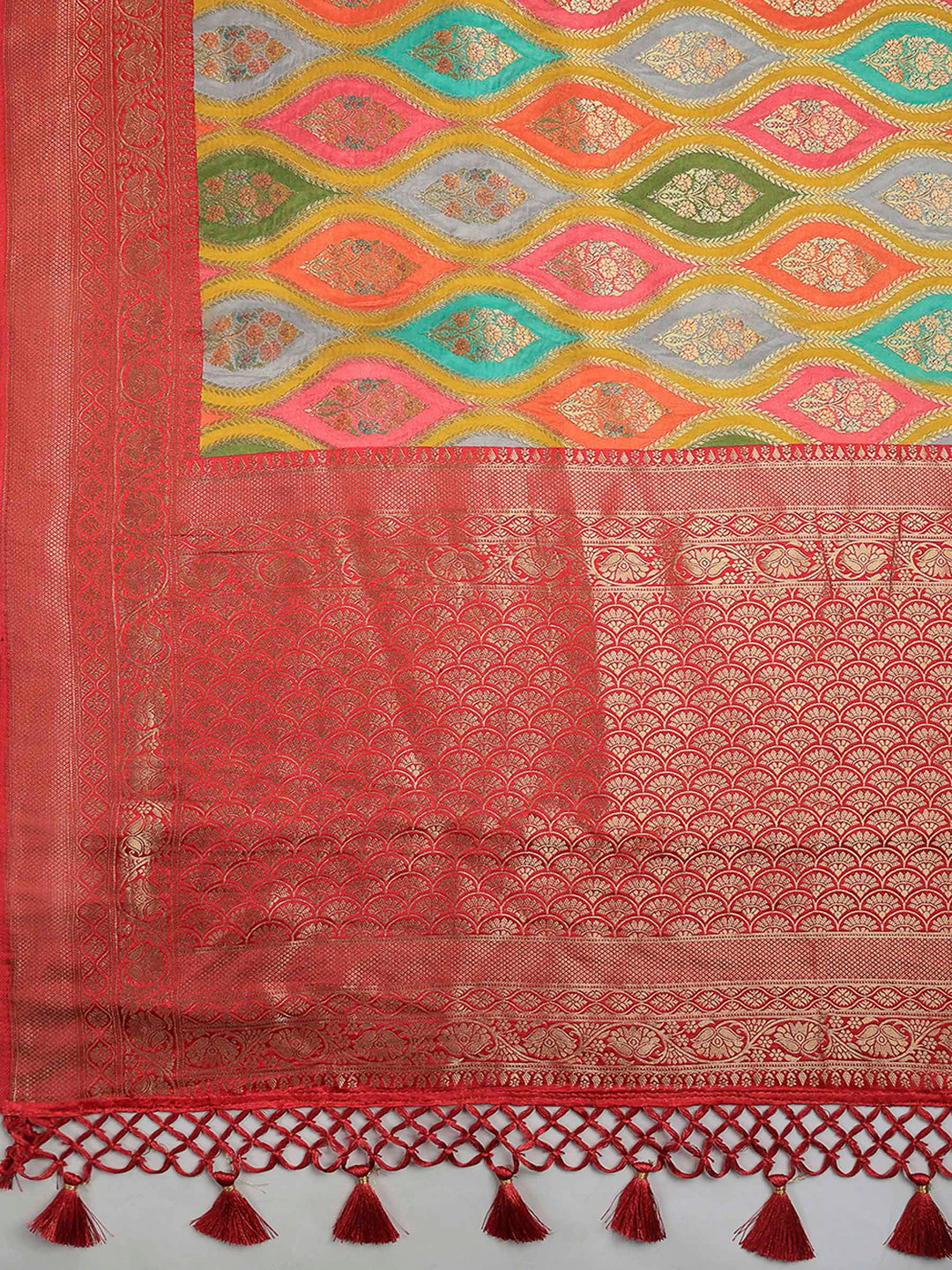 Mehndi Satin Woven Saree
