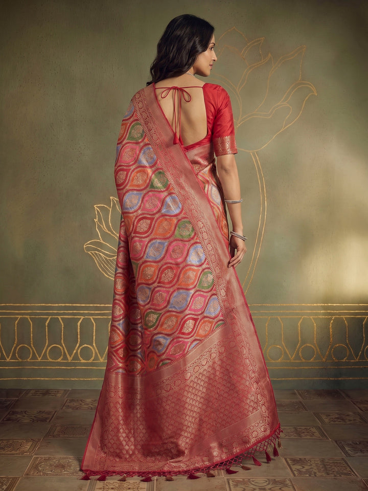 Rani Satin Woven Saree
