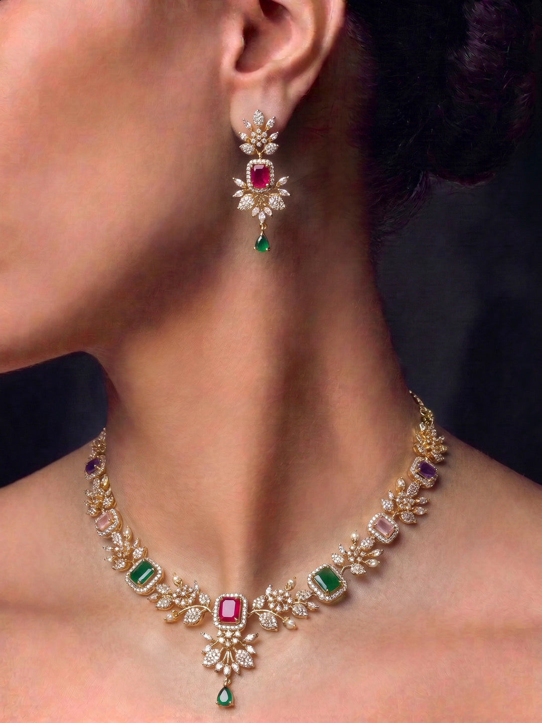 Gold-Multi Imitation Jewelry-Set