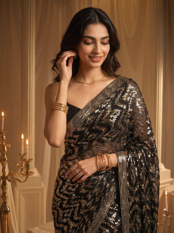 Sequin Embroidered Georgette Saree
