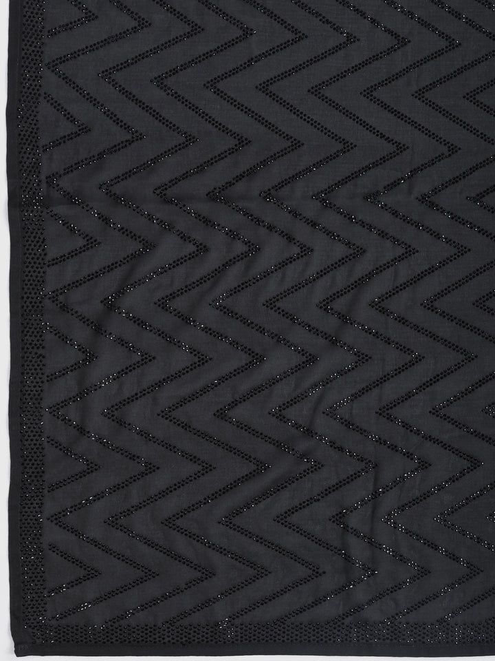 Black Satin Embroidered Saree