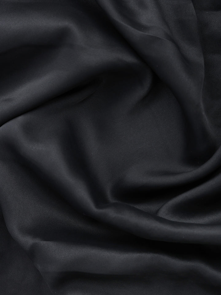 Black Satin Embroidered Saree