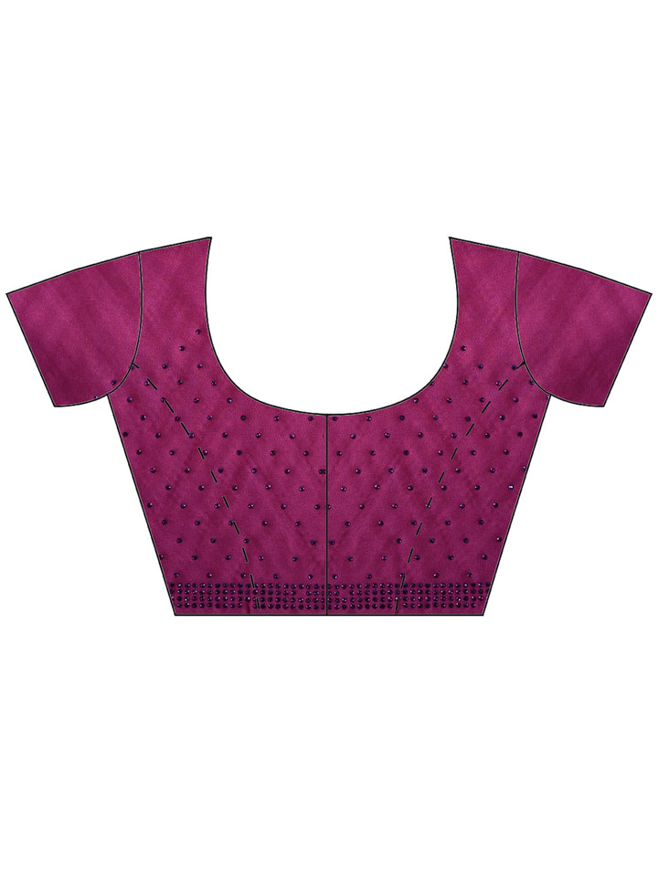 Wine Satin Embroidered Saree