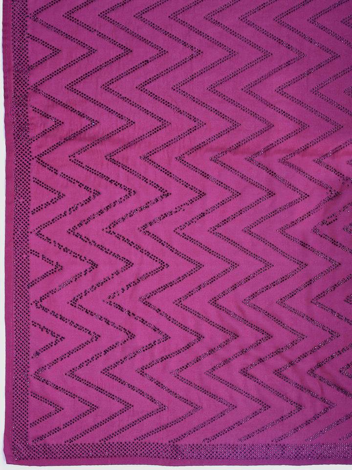 Wine Satin Embroidered Saree