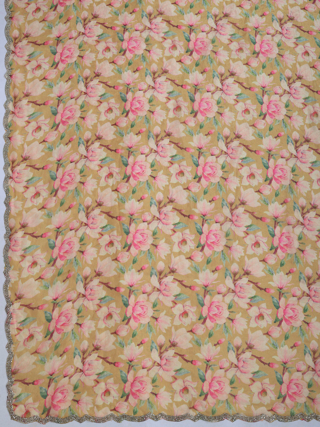 Mustard Organza Printed Saree