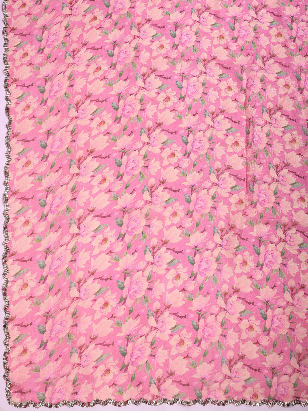 Pink Organza Printed Saree