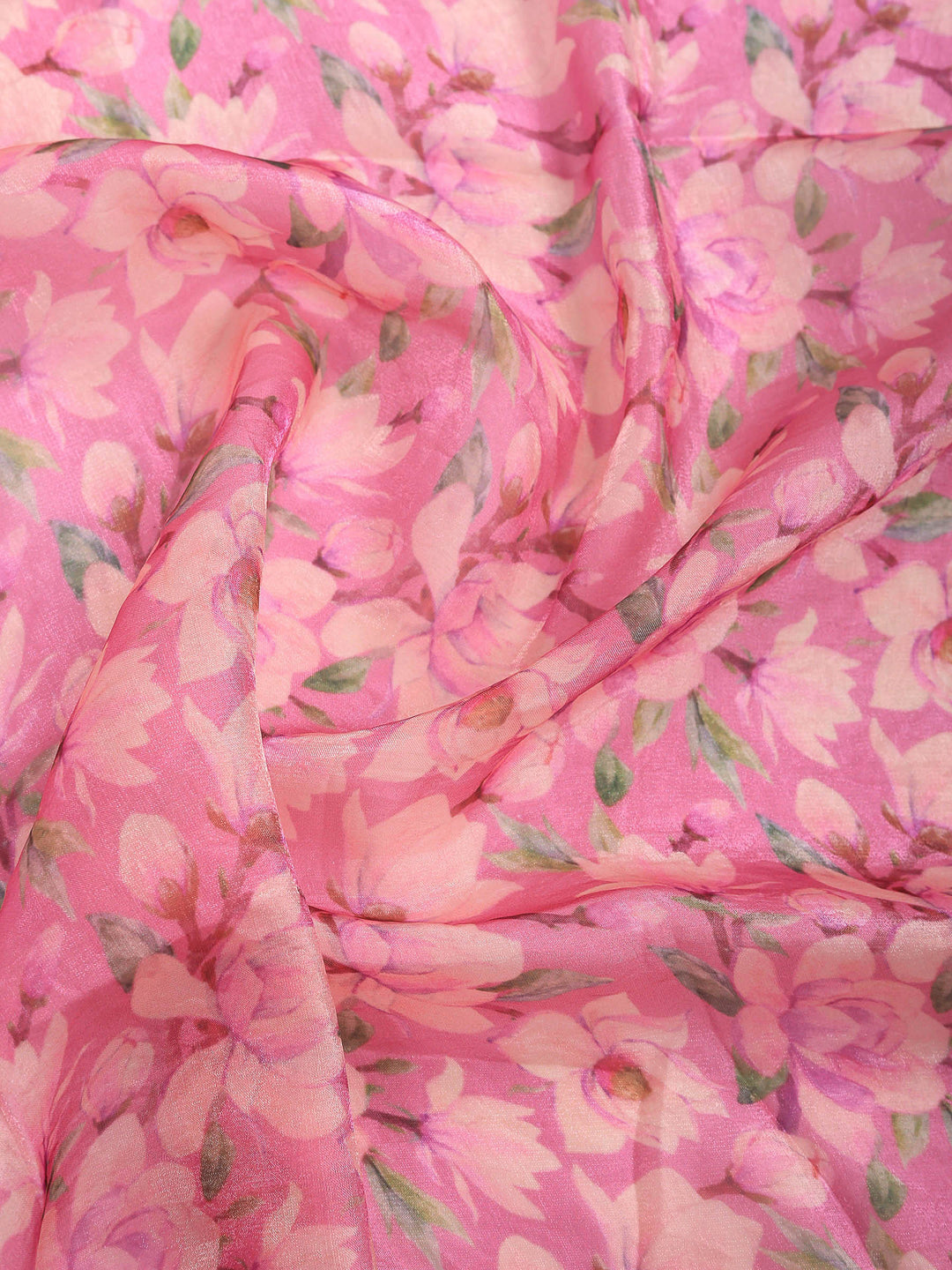 Pink Organza Printed Saree