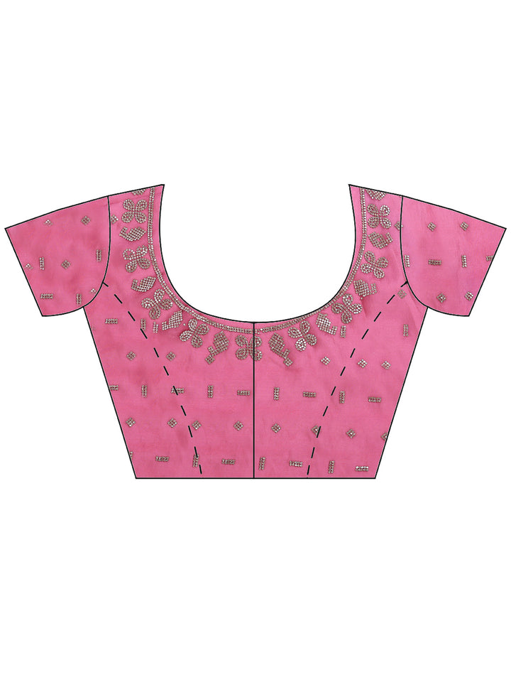 Pink Organza Printed Saree