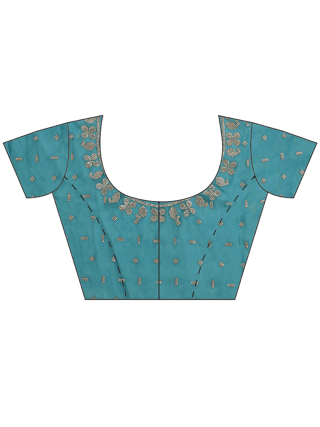 Sea-Green Organza Printed Saree