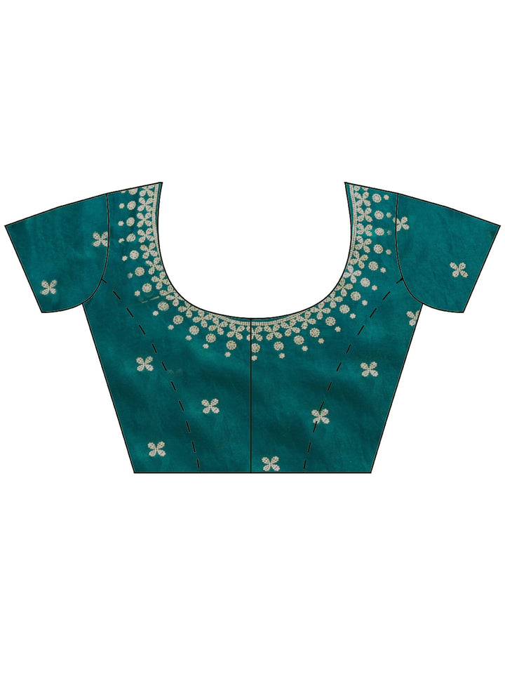 Bottle-Green Organza Embroidered Saree