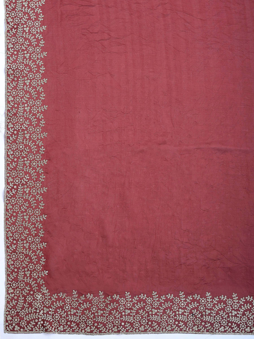 Maroon Organza Embroidered Saree