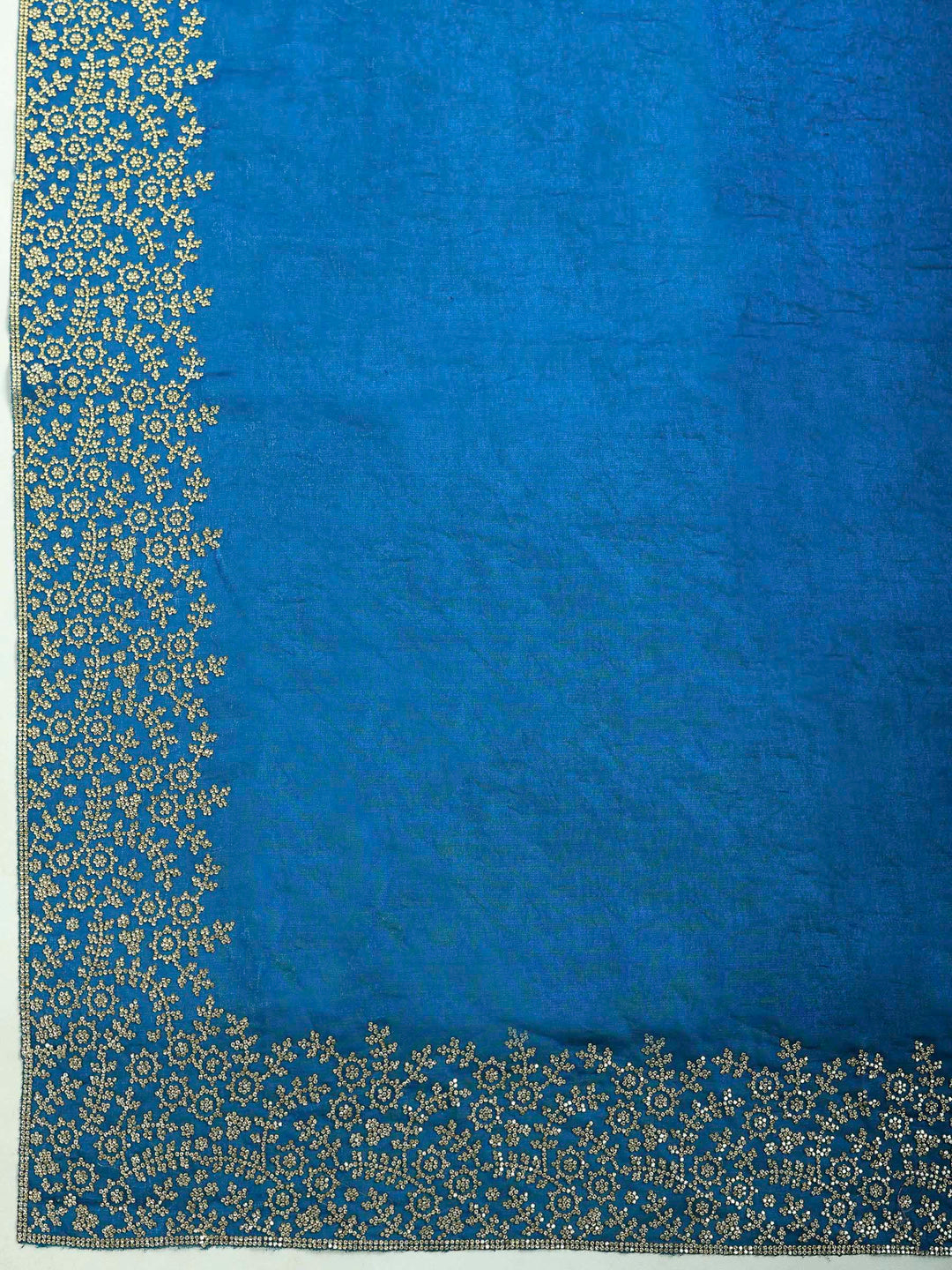 Peacock-Blue Organza Embroidered Saree