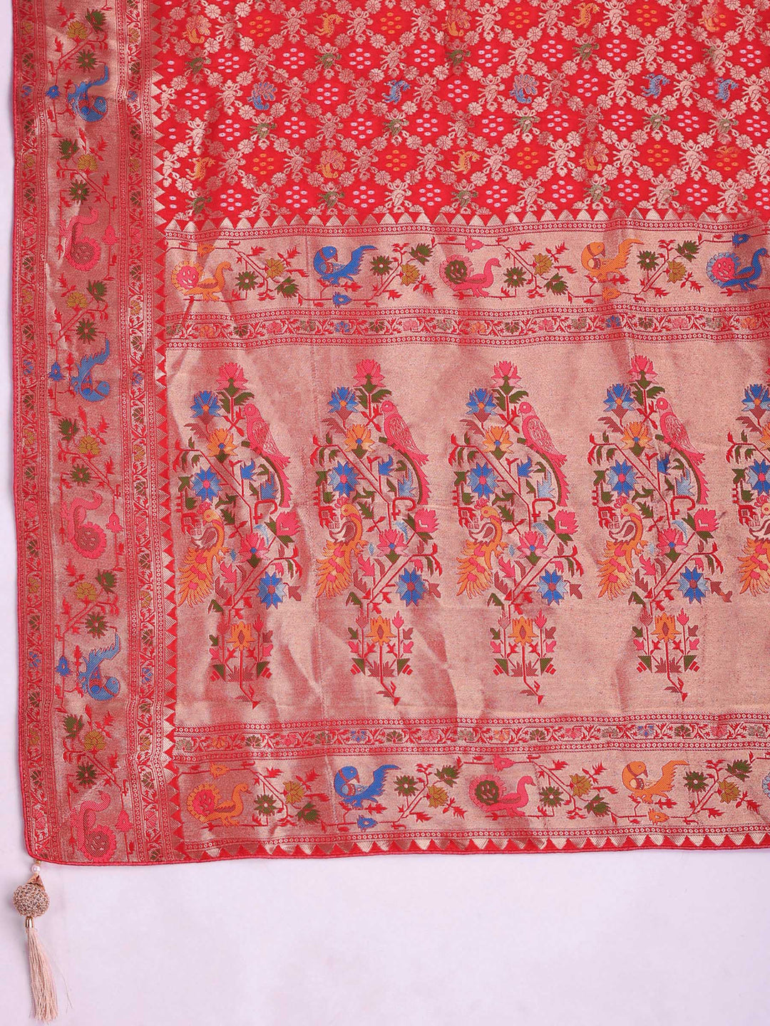 Rani Satin Woven Saree
