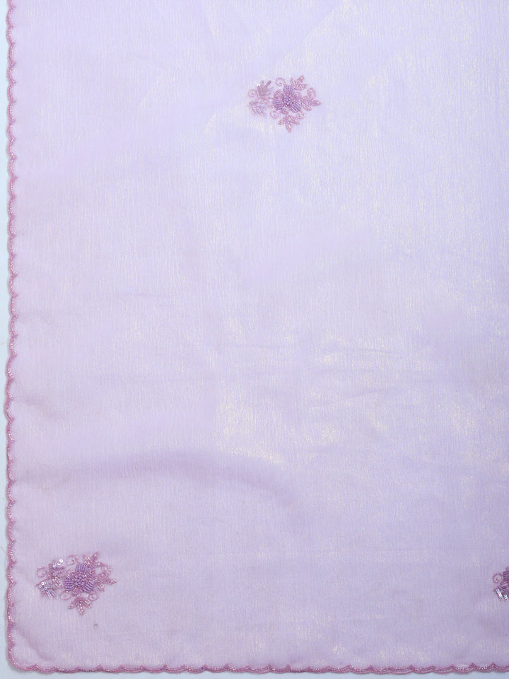 Lavender Embroidered Organza Saree