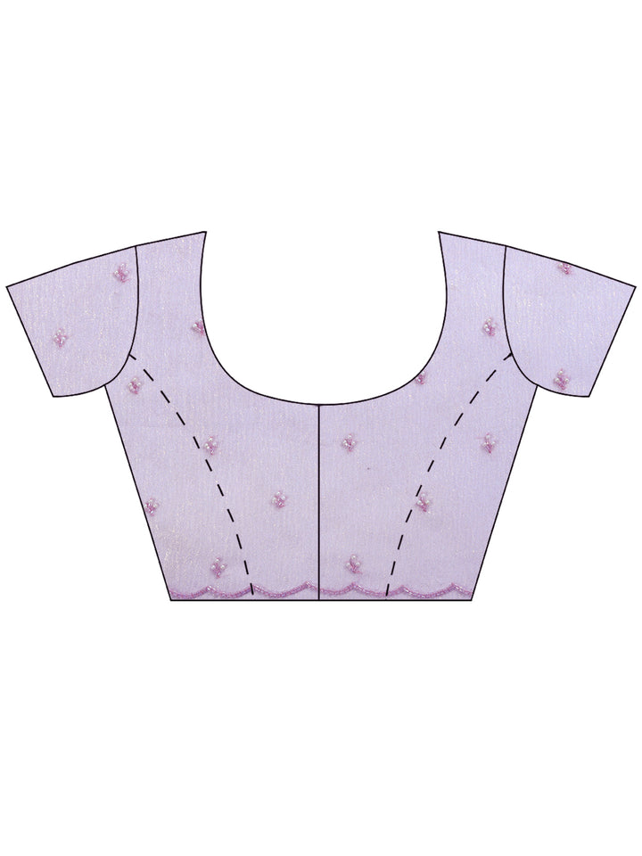 Lavender Embroidered Organza Saree