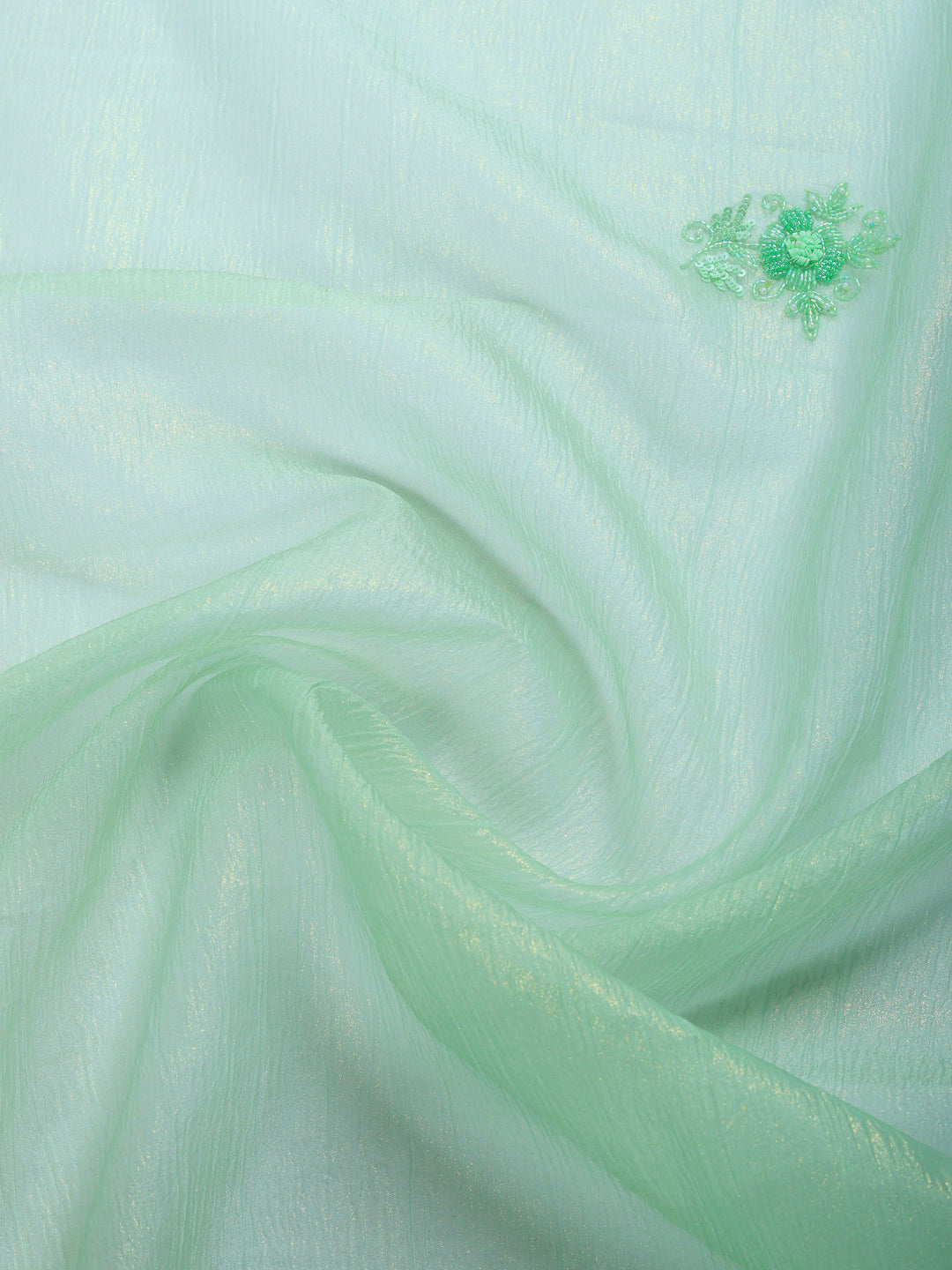 Pista Green Embroidered Organza Saree