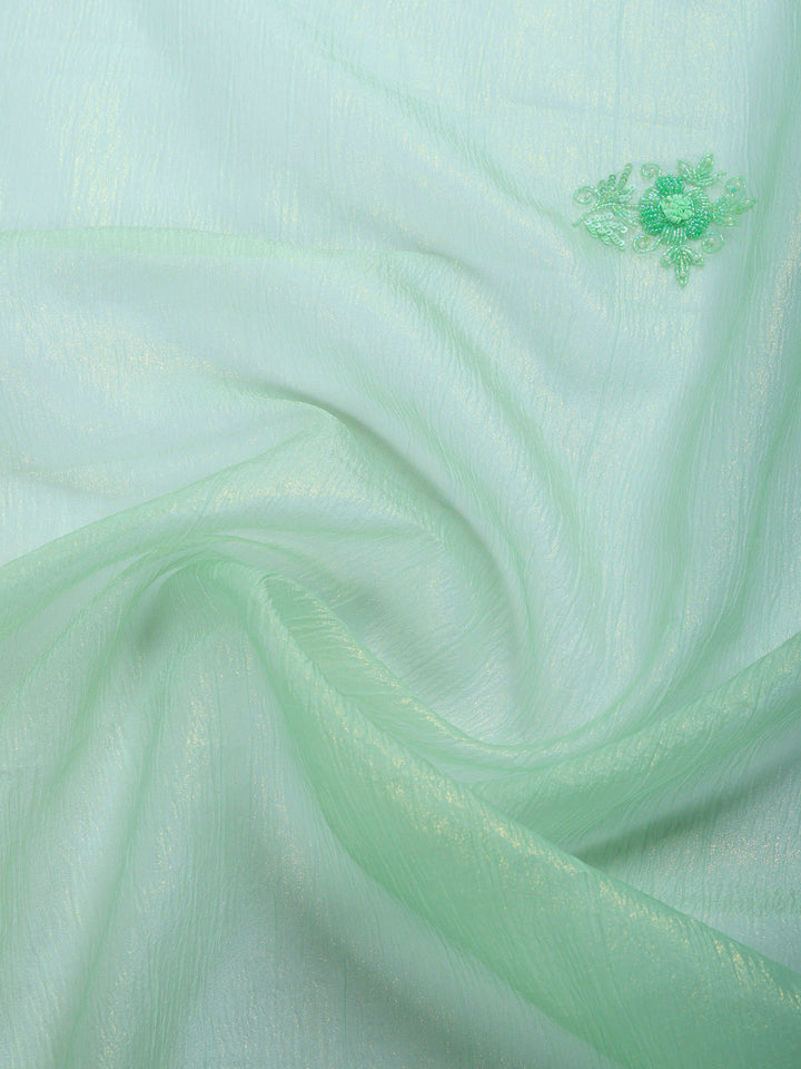 Pista Green Embroidered Organza Saree