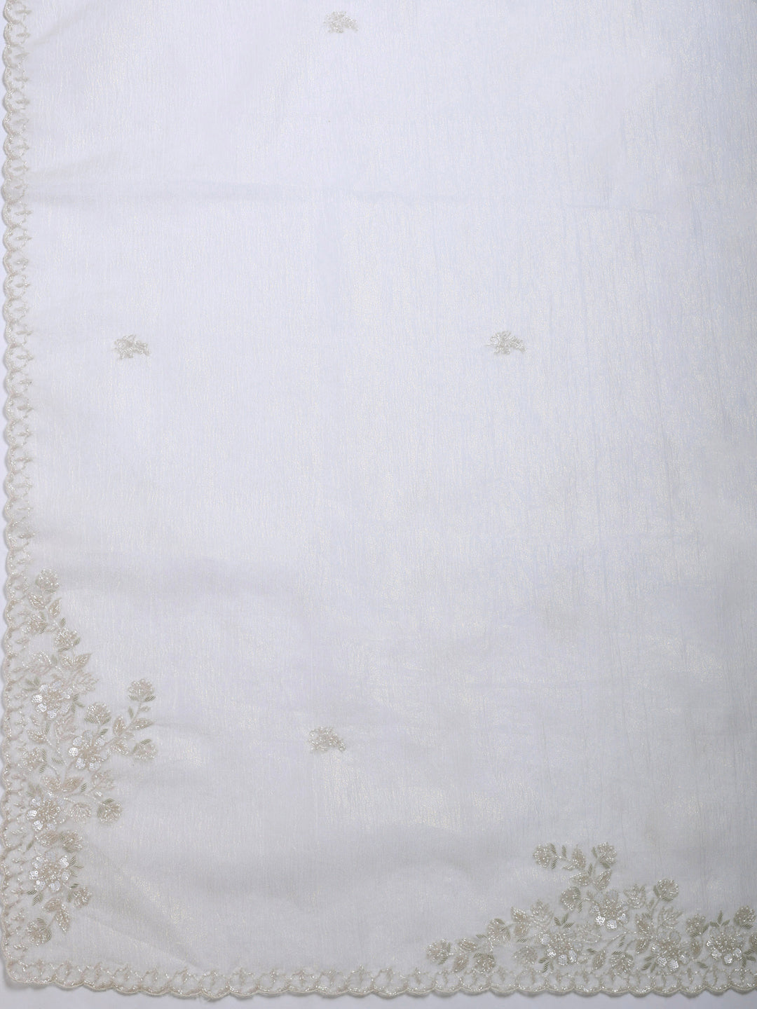 Cream Embroidered Organza Saree