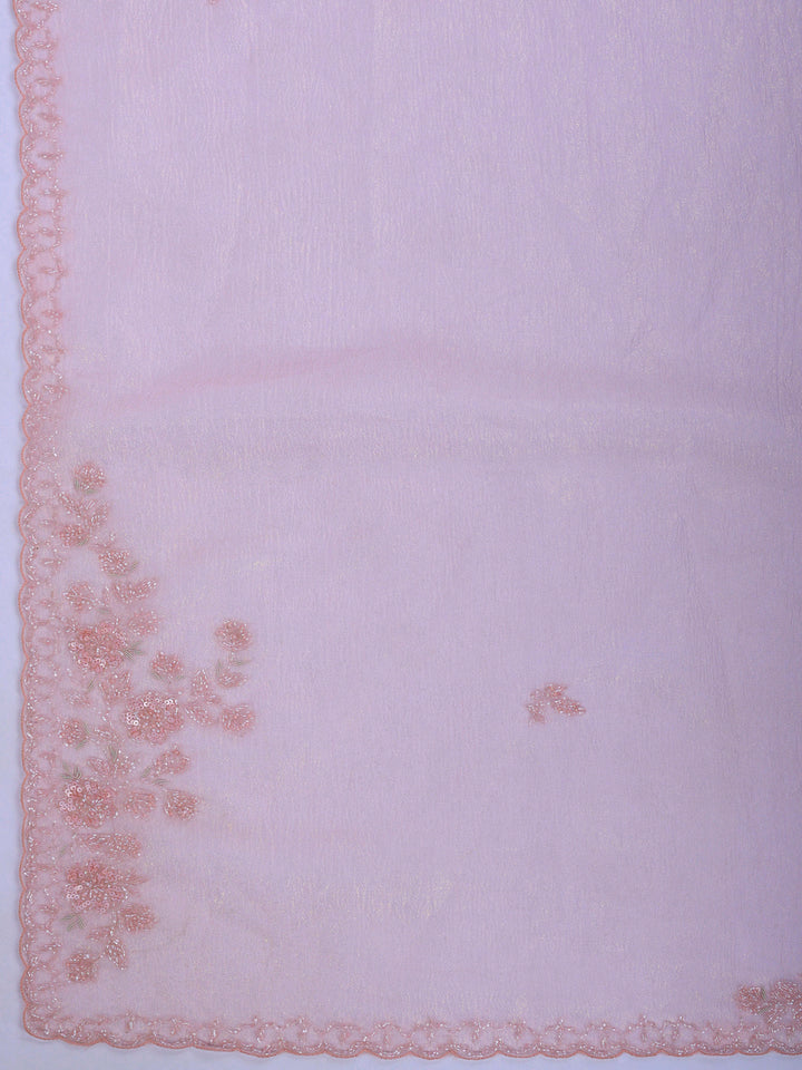 Pink Embroidered Organza Saree