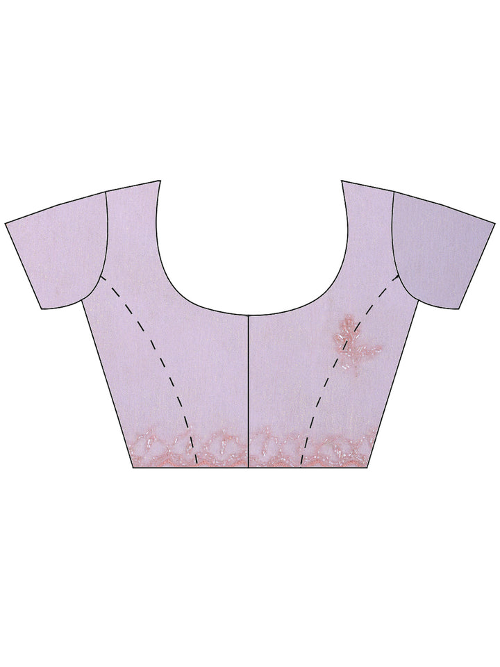 Pink Embroidered Organza Saree