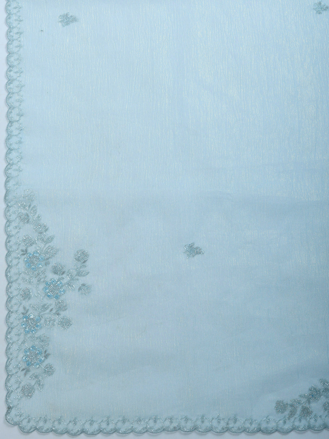 Sky Blue Embroidered Organza Saree