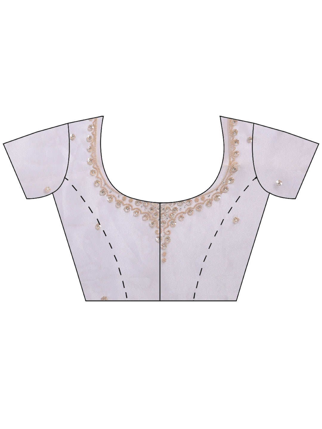 Cream Embroidered Organza Saree