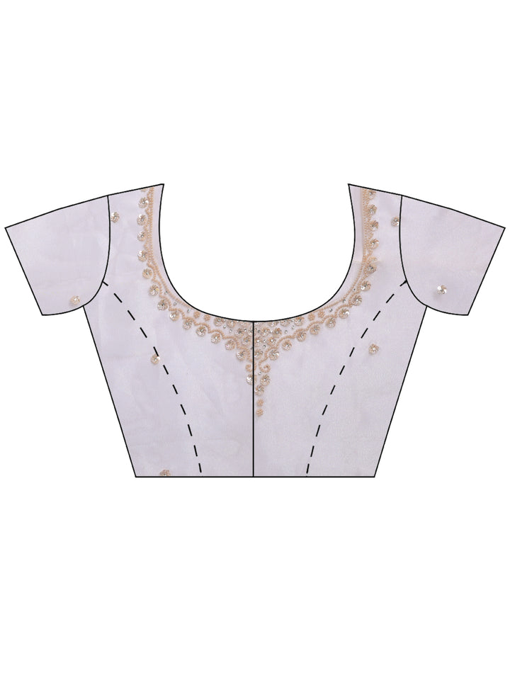 Cream Embroidered Organza Saree
