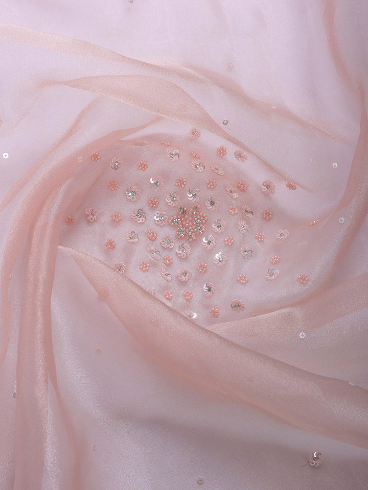 Pink Embroidered Organza Saree
