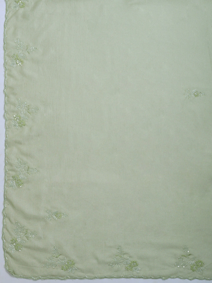 Dusty Green Embroidered Organza Saree