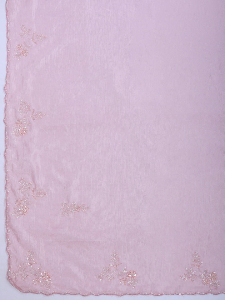 Pink Embroidered Organza Saree