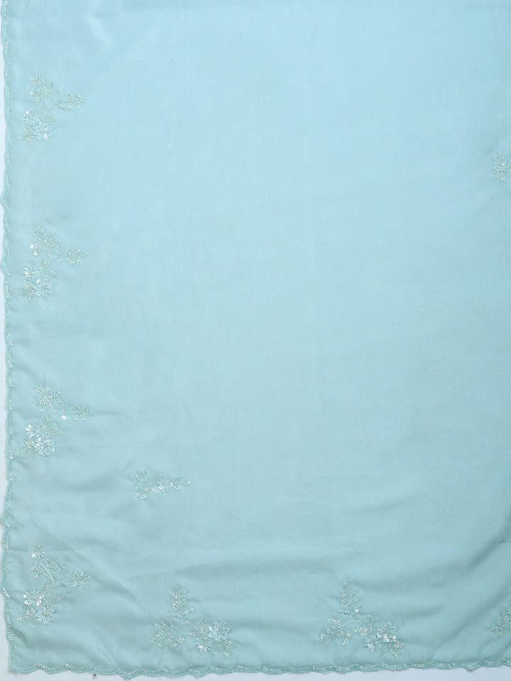 Sky Blue Embroidered Organza Saree