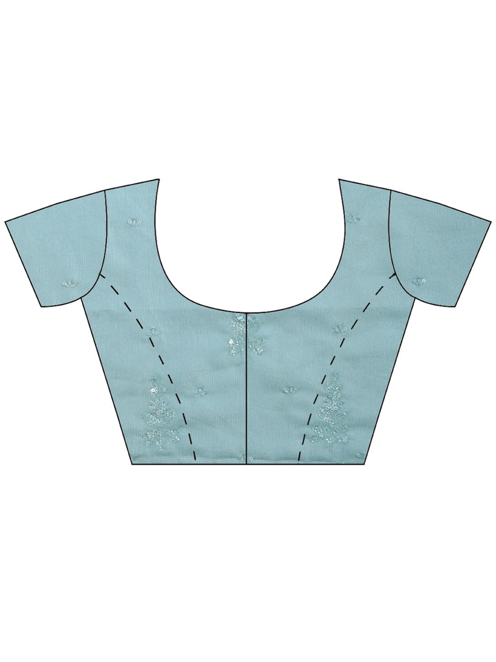 Sky Blue Embroidered Organza Saree
