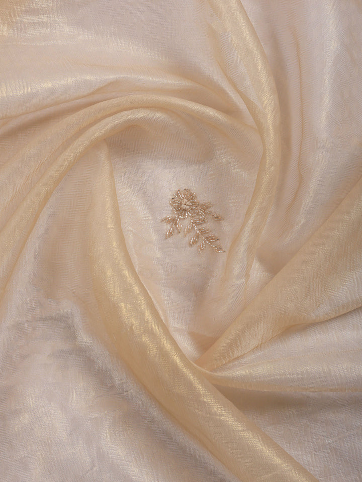 Golden Beige Embroidered Tissue Saree
