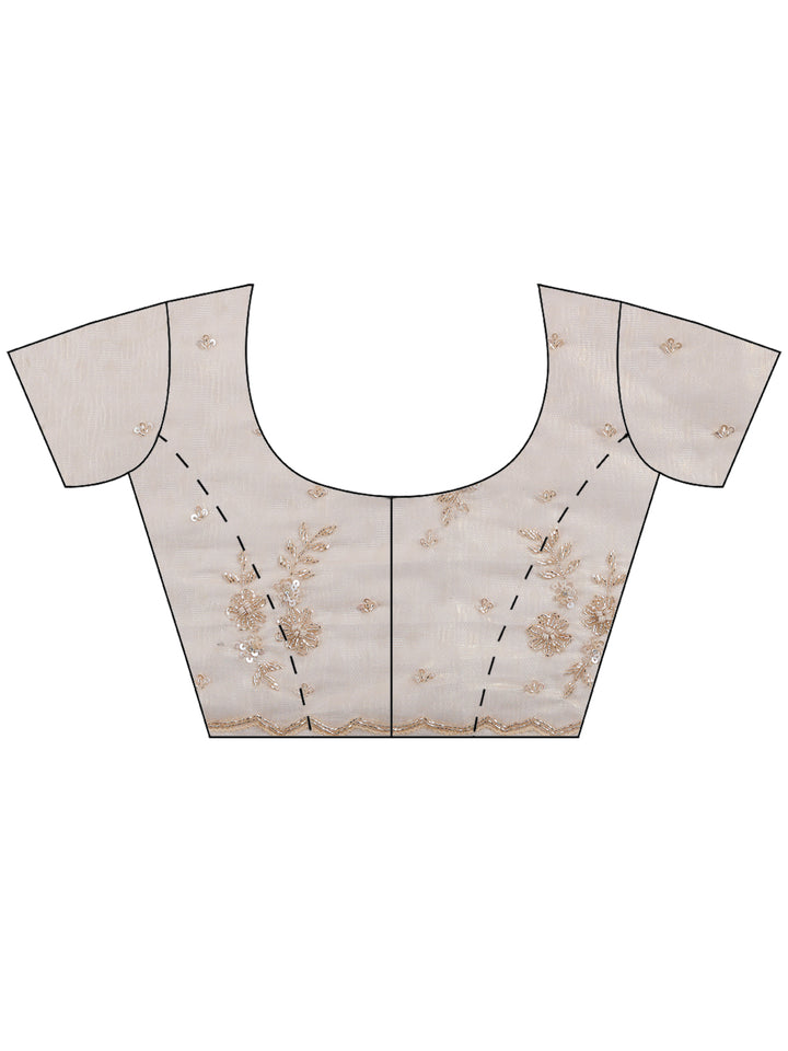 Golden Beige Embroidered Tissue Saree