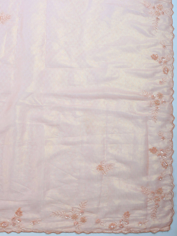 Pink Embroidered Tissue Saree