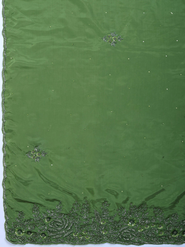 Green Embroidered Organza Saree