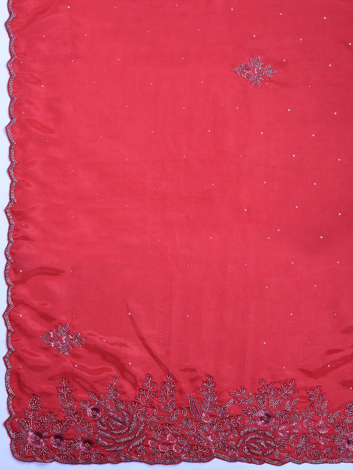 Rani Embroidered Organza Saree