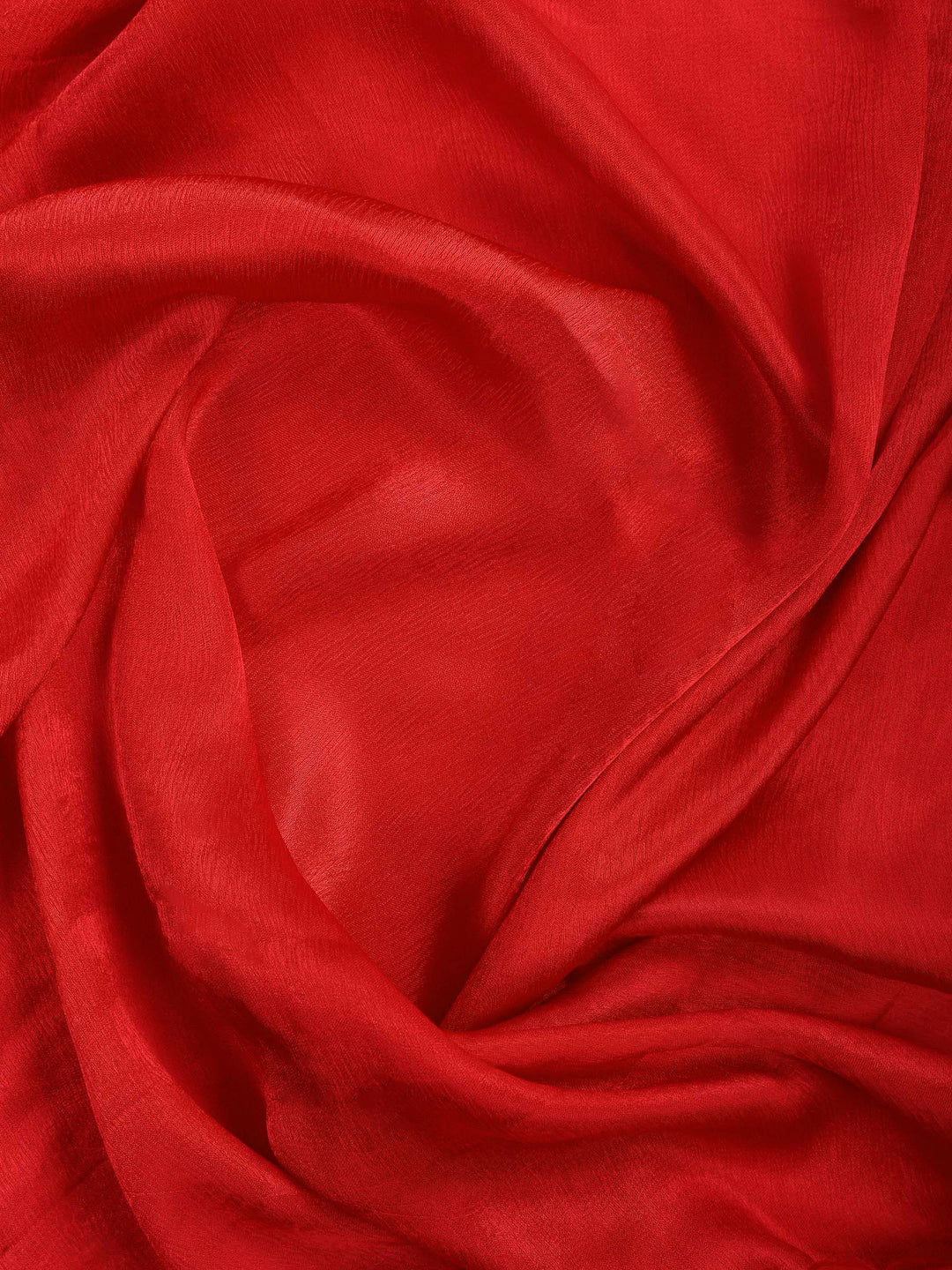 Red Embroidered Chinon Saree