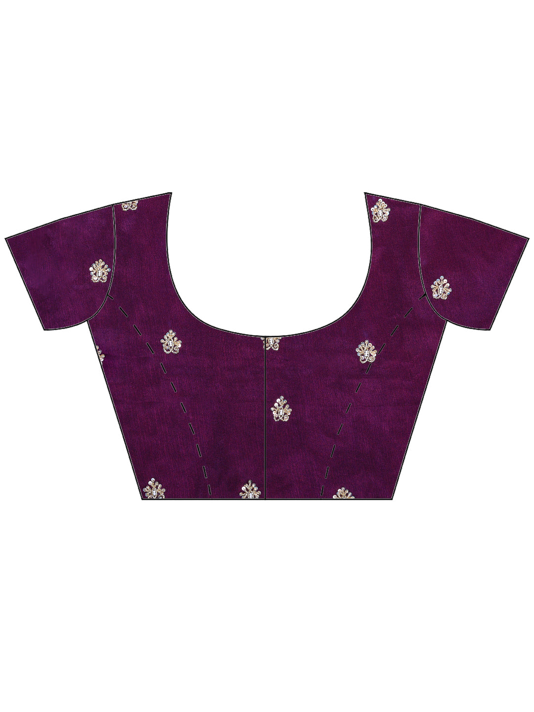 Wine Embroidered Chinon Saree
