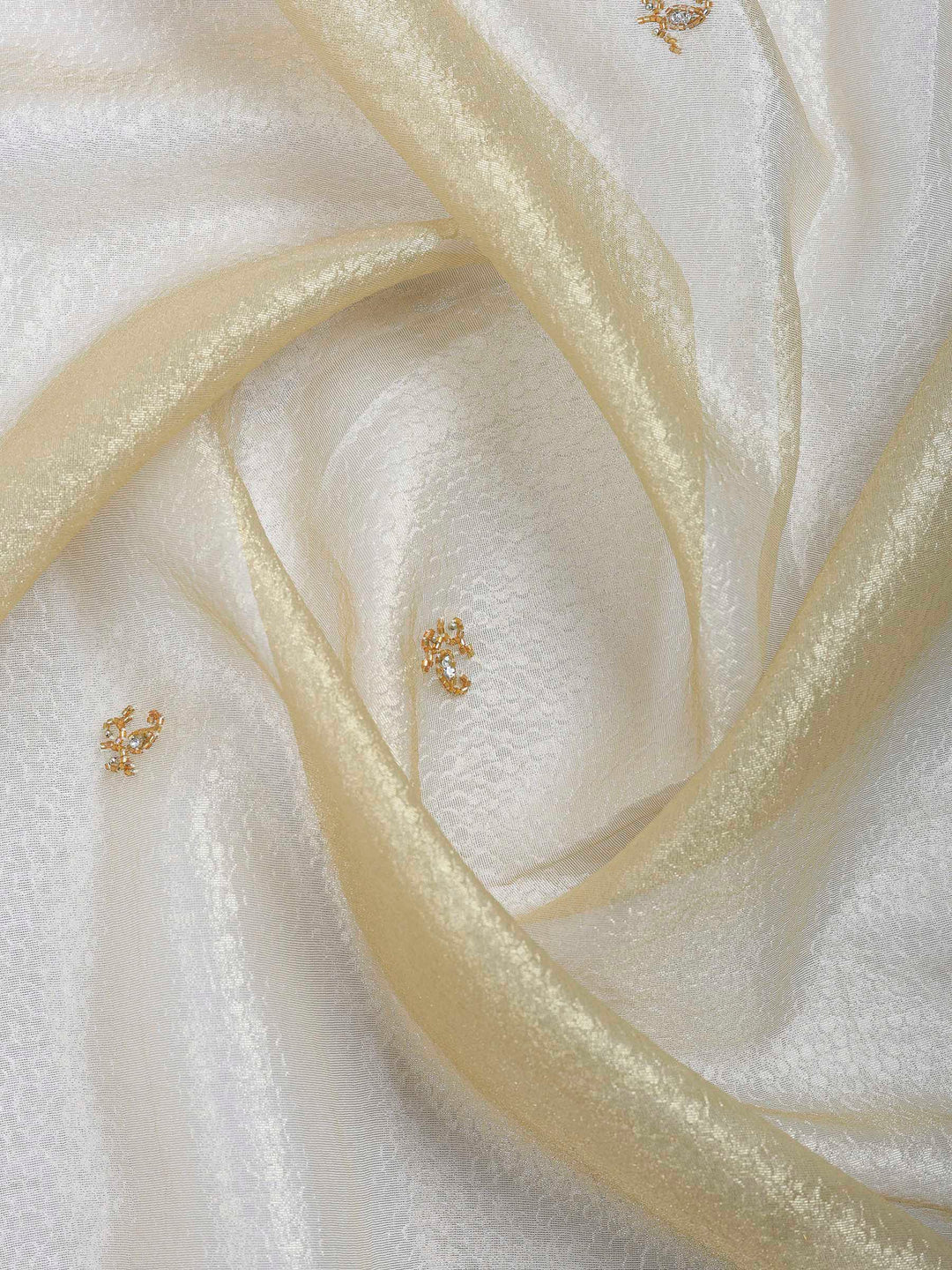 Beige Embroidered Tissue Saree