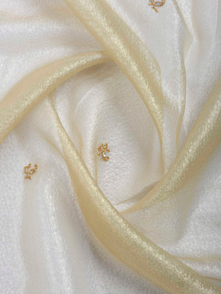Beige Embroidered Tissue Saree