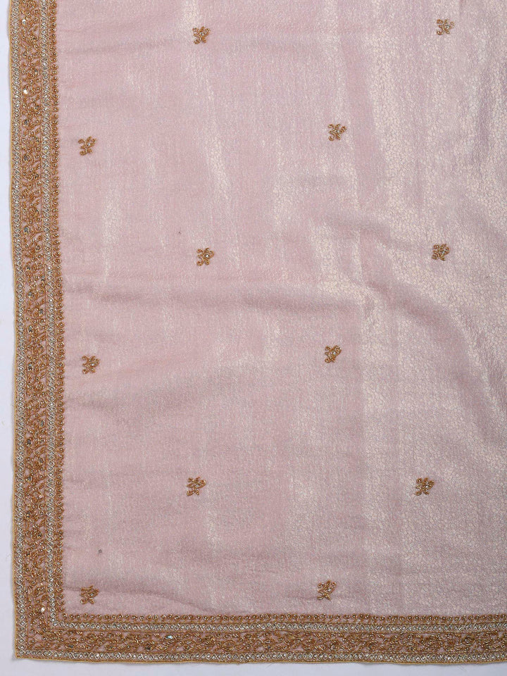 Onion Pink Embroidered Tissue Saree