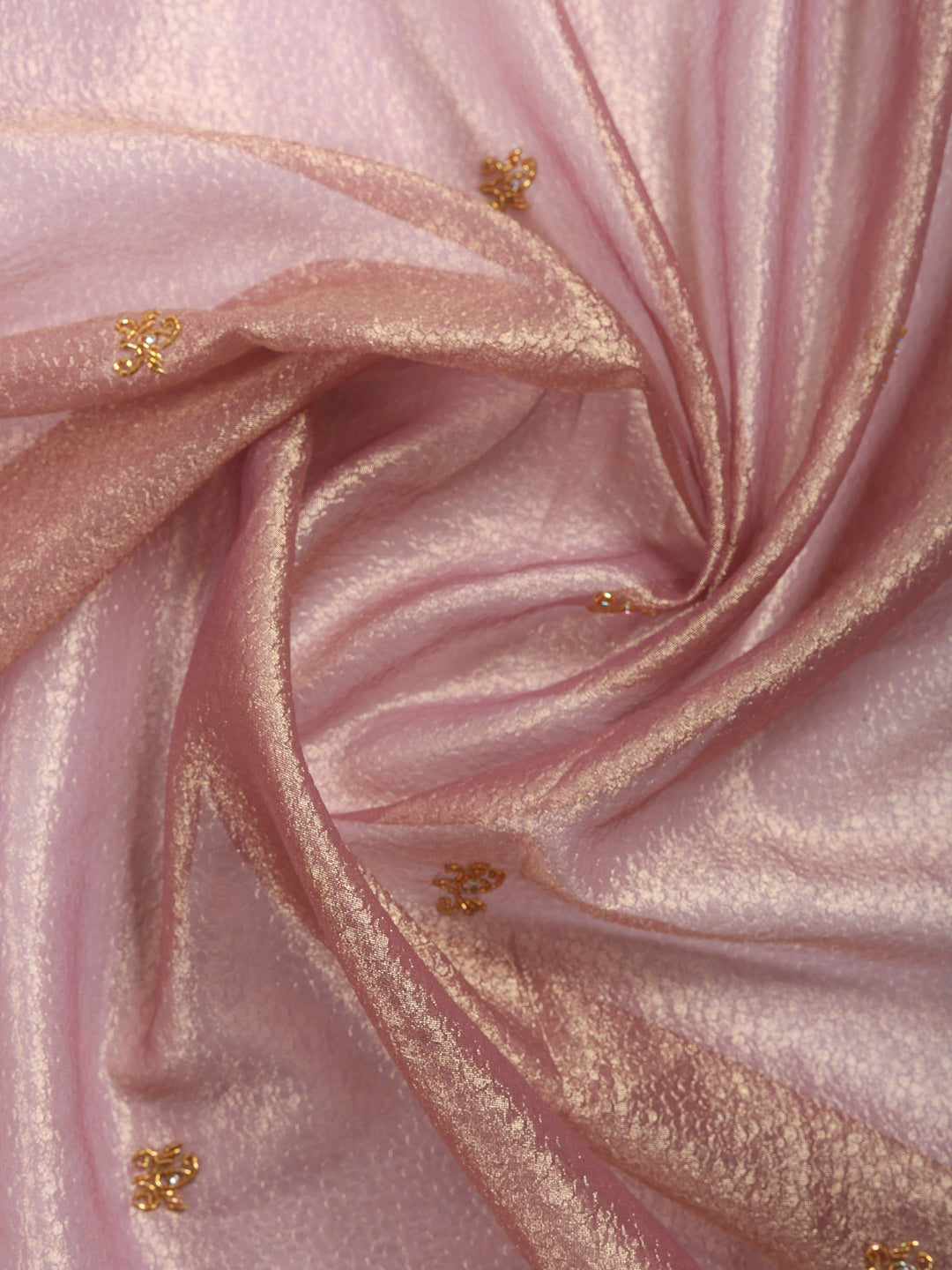 Onion Pink Embroidered Tissue Saree