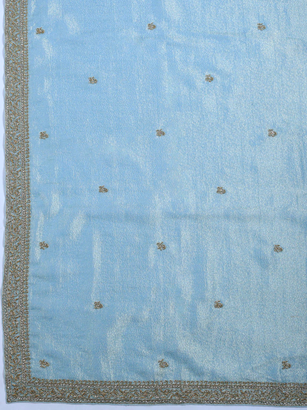 Sea Green Embroidered Tissue Saree