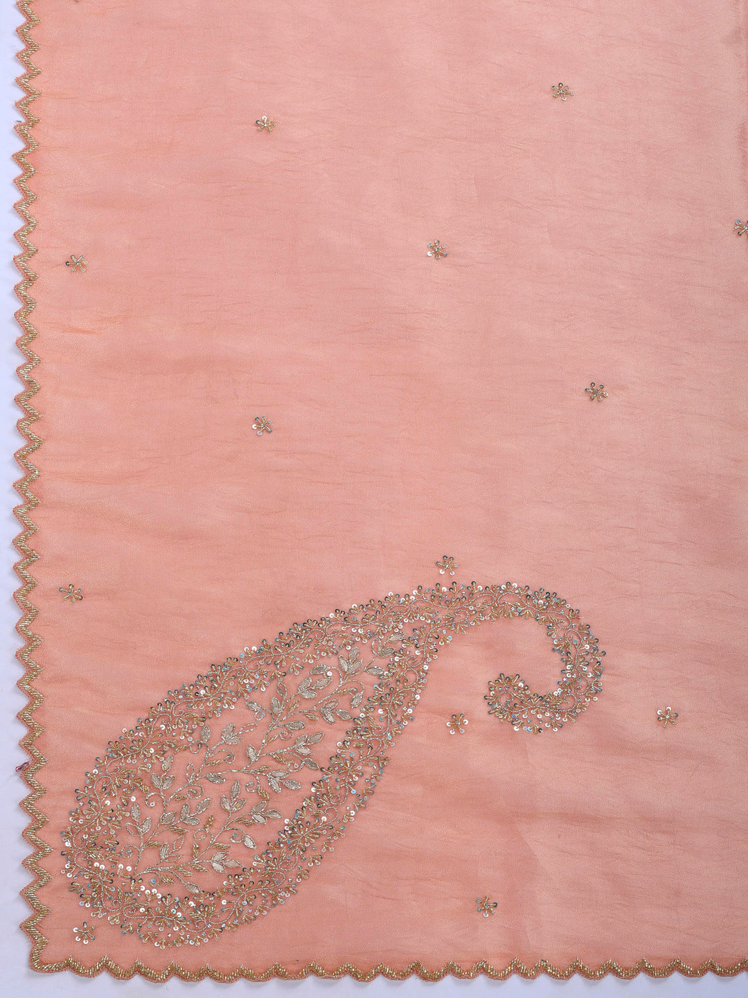 Dull Pink Embroidered Tissue Saree