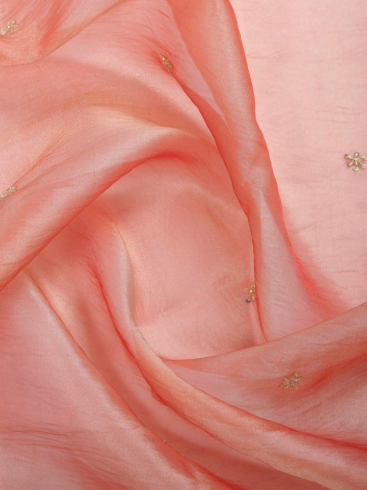 Dull Pink Embroidered Tissue Saree