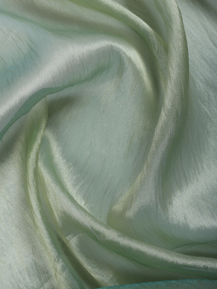 Sea Green Embroidered Tissue Saree